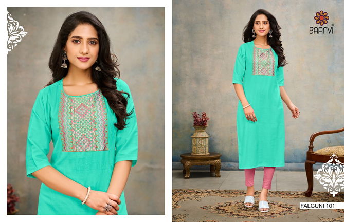 Baanvi Falguni Fancy Wear Designer Embroidery Kurti Collection